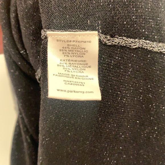 Parker black and silver knit holiday dress with ruffled hem, sz L - Picture 4 of 5